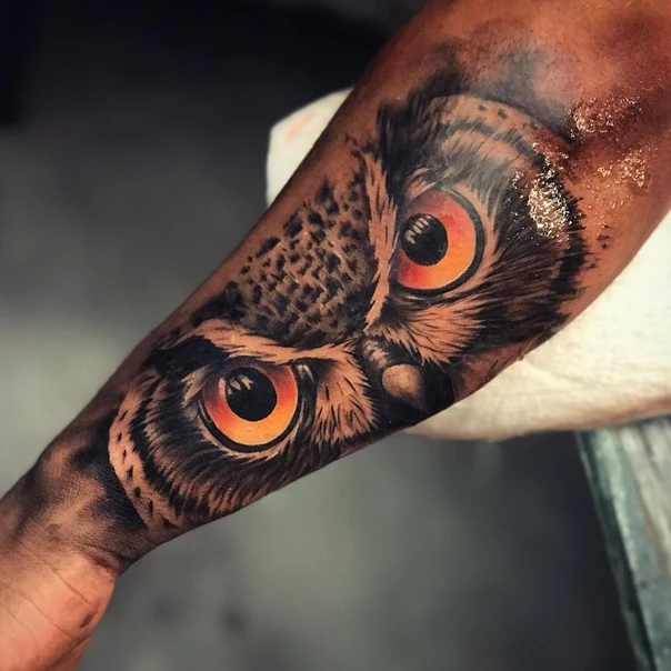 Realism Owl tattoo on Forearm