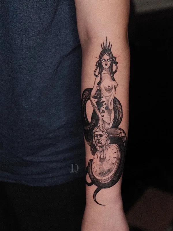 black and grey blackwork tattoo on forearm #47451 | Tattoo Artist Даниэл Авила-Гомес