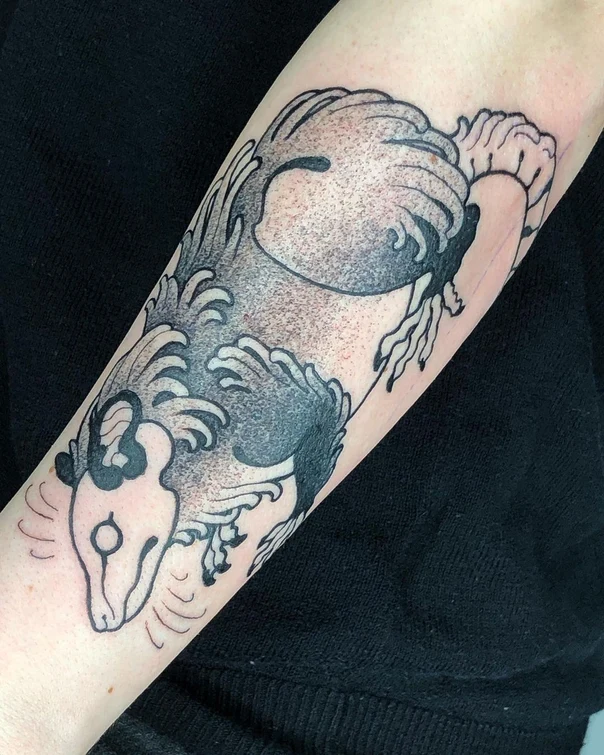 Japanese Animal, Wave tattoo on Forearm