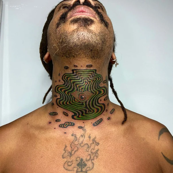 Abstract Eye, Geometric tattoo on Neck