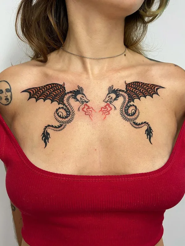 female color illustrative татуировка на chest #47862 | Тату мастер ZIZA