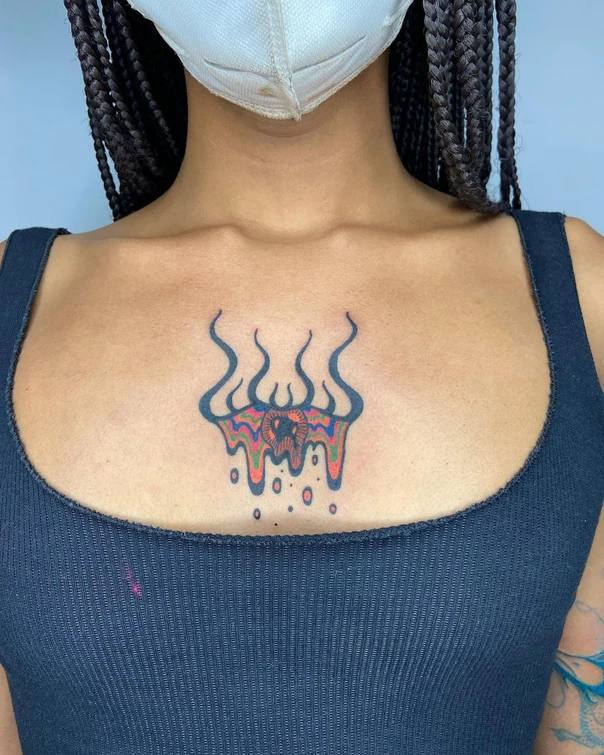 Illustrative Eye, Abstract tattoo on Sternum