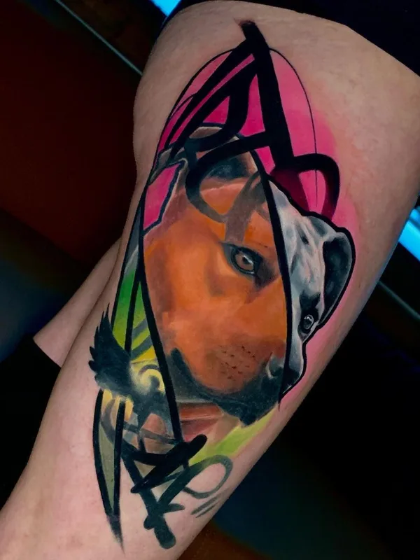color abstract Tatuaggio su thigh #48030 | Tatuatore Miras Snower