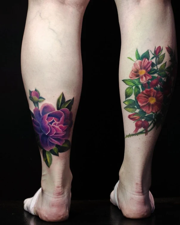 Ботаническая Flower, Rose tattoo на Икра