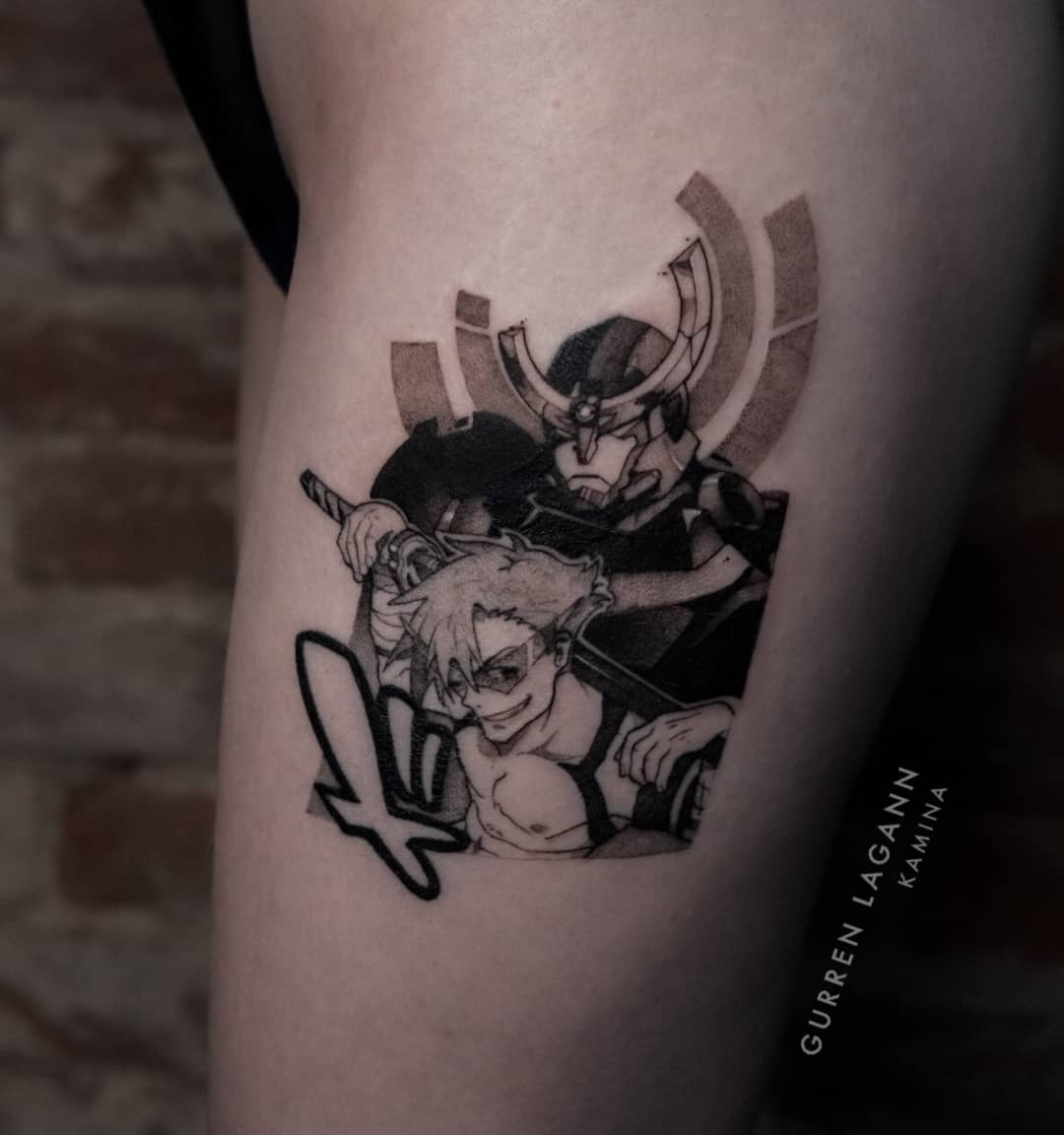 Posted on gurren lagann subreddit awhile ago but thought I would share it  here too ROW ROW FIGHT DA POWAH  Cool tattoos Men tattoos arm sleeve  Tattoos