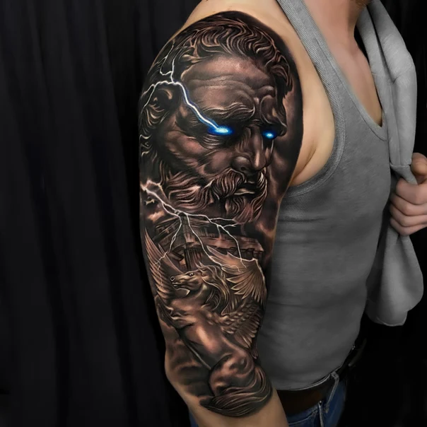 Realism God, Pegasus tattoo on Full Sleeve