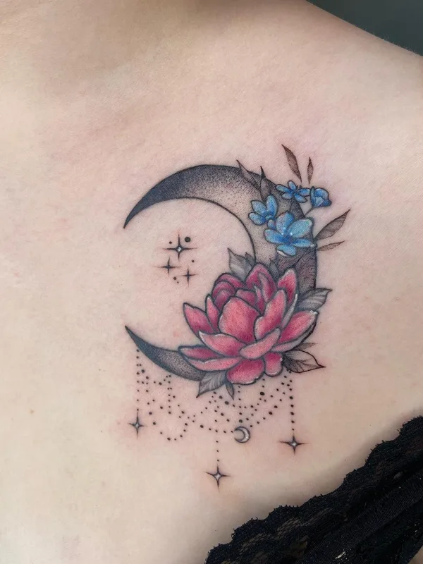 female color illustrative татуировка на collarbone #48412 | Тату мастер ВАЛЛИ