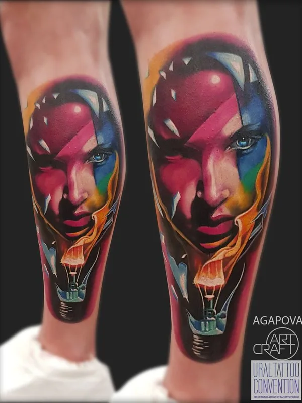 female color realism 타투 부위 calf #48432 | 타투이스트 Анастасия Агапова