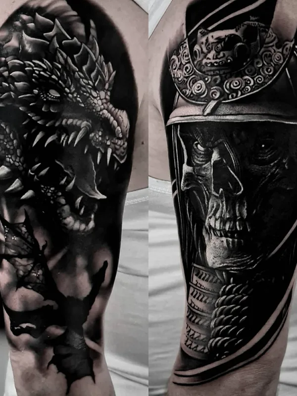 black and grey black and grey 타투 부위 full sleeve #48433 | 타투이스트 Анастасия Агапова