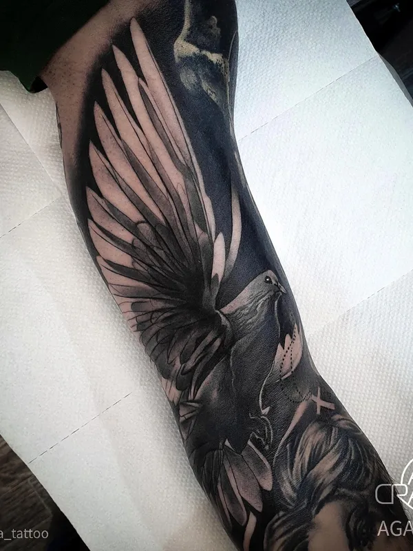 black and grey black and grey 타투 부위 forearm #48439 | 타투이스트 Анастасия Агапова