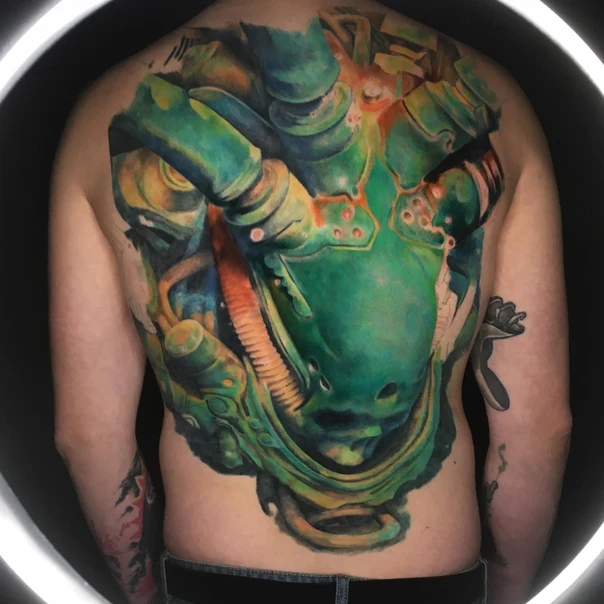 Биомеханика Biomechanical, Organic tattoo на Спина (полная)