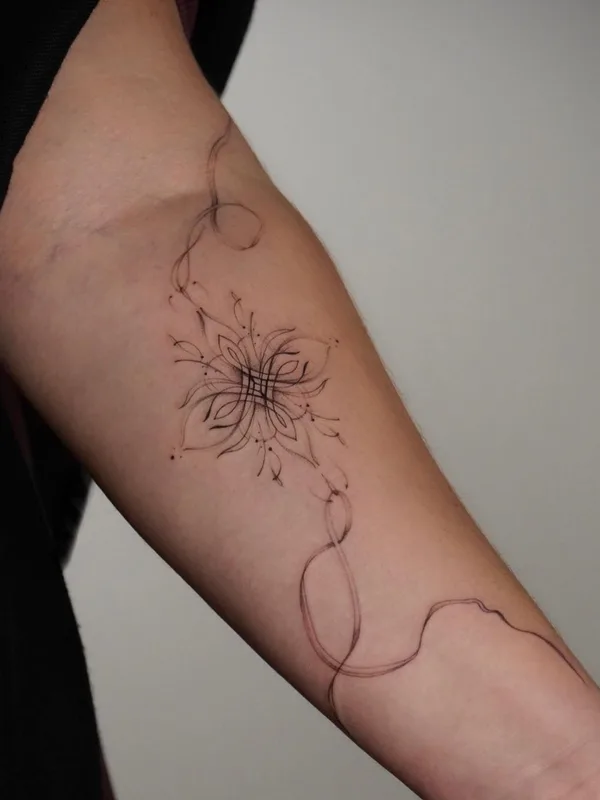 black linework 纹身 在 forearm #48622 | 纹身师 Алла Ягупова