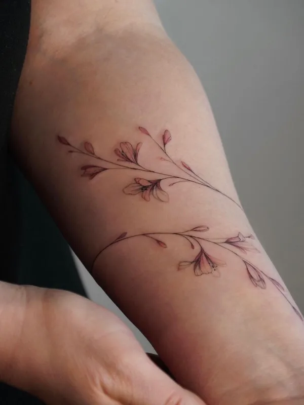 female color fineline 纹身 在 forearm #48621 | 纹身师 Алла Ягупова