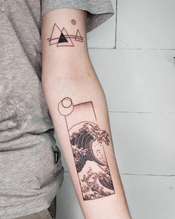 Лайнворк Wave, Geometric tattoo на Предплечье