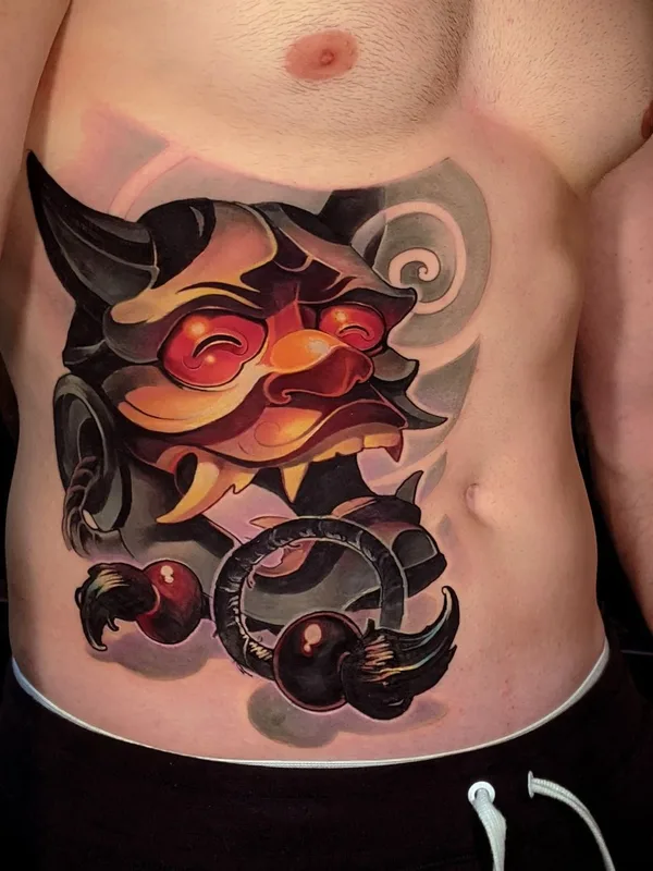 male color japanese tattoo on stomach #49034 | Tattoo Artist Азат Камалетдинов