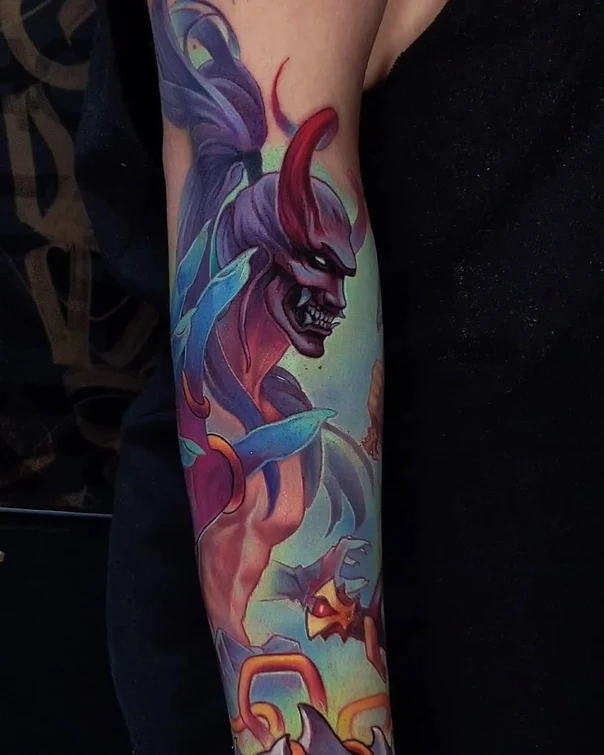Аниме Demon, Fantasy tattoo на Предплечье