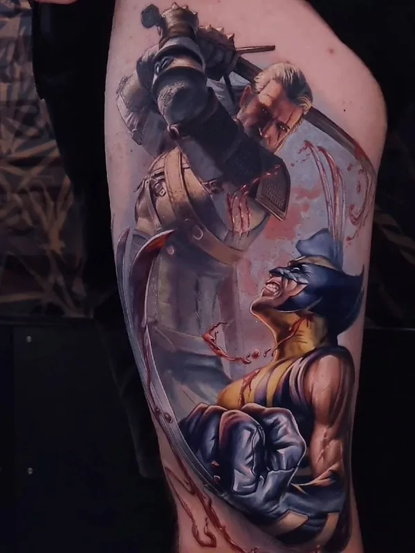 color realism 纹身 在 thigh #49050 | 纹身师 Александр Колбасов