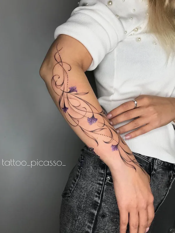 female color fineline 纹身 在 forearm #49110 | 纹身师 Александр Яворский