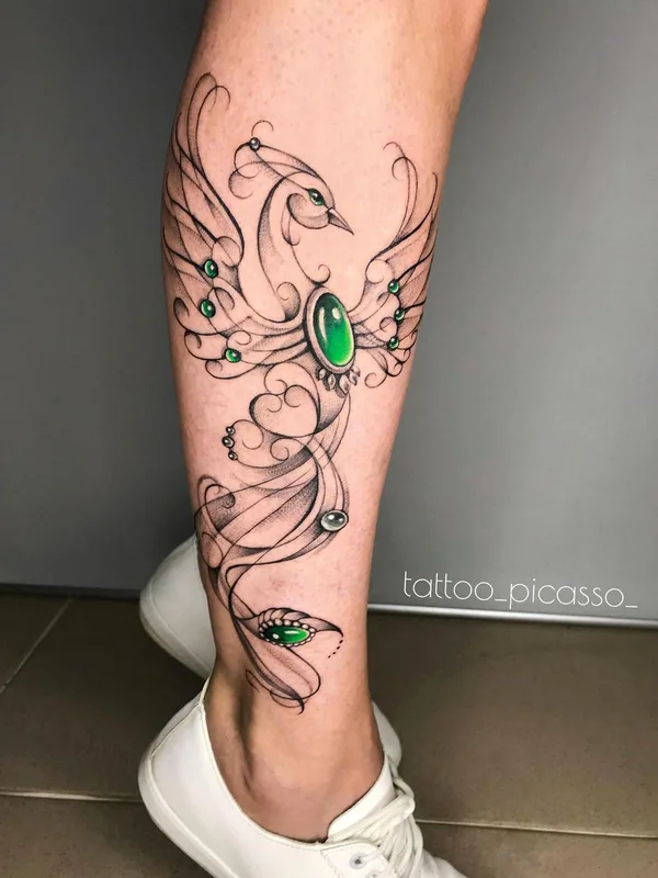 color fineline 纹身 在 calf #49105 | 纹身师 Александр Яворский