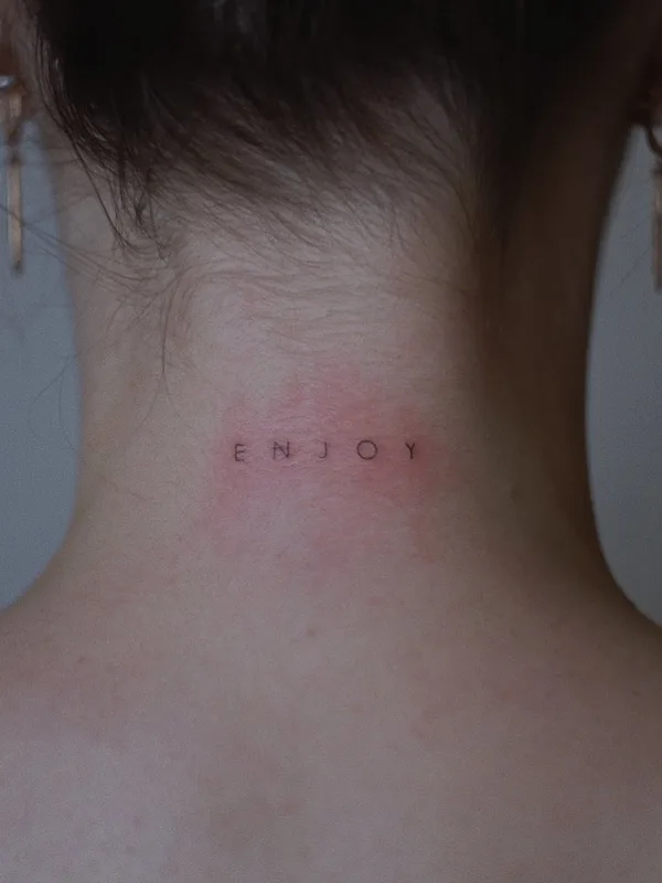 female black fineline tattoo on back of neck #49128 | Tattoo Artist Диана Ловыгина