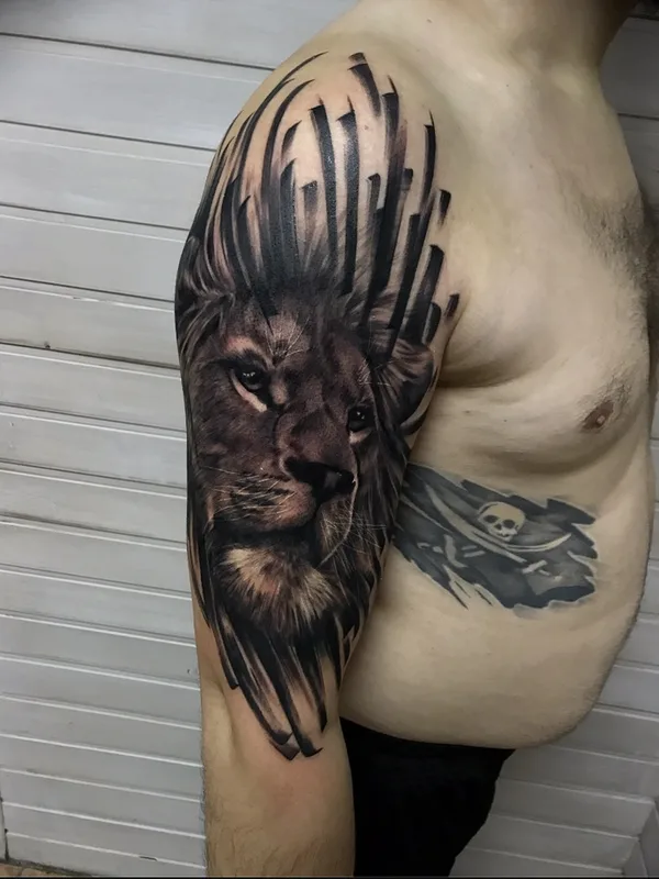 male black and grey realism 纹身 在 upper arm #49233 | 纹身师 Пётр Старков