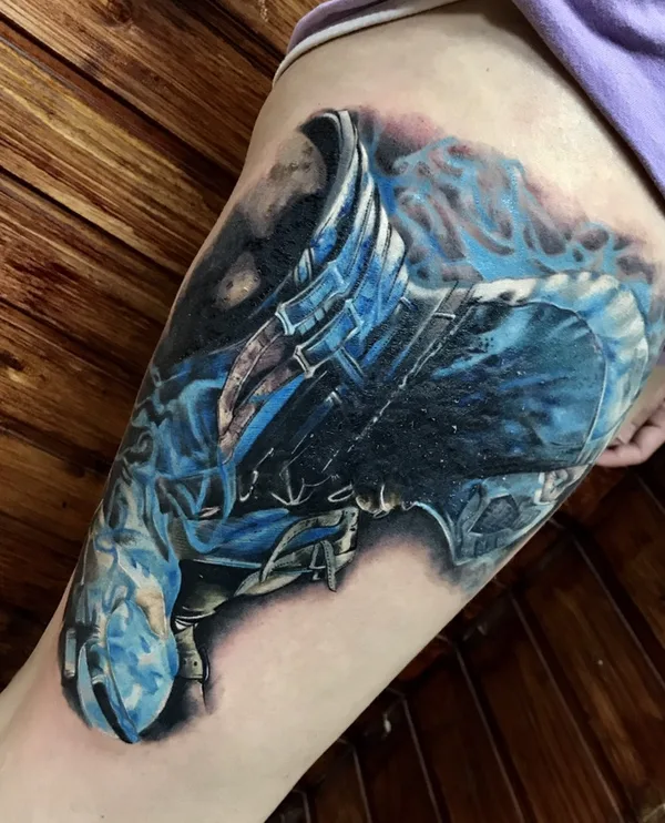 color realism 纹身 在 thigh #49238 | 纹身师 Пётр Старков