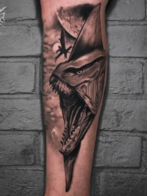 black and grey realism 타투 부위 calf #49364 | 타투이스트 Алексей Евгеньевич