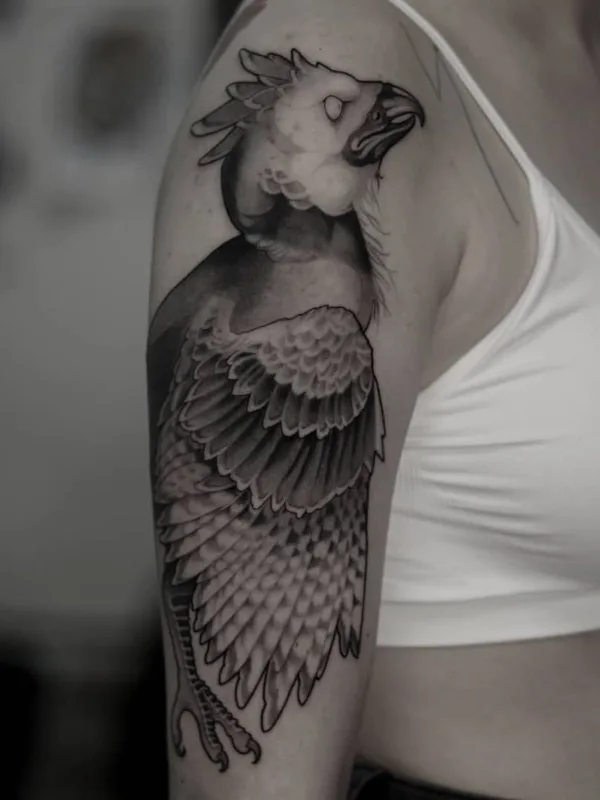 female black and grey black and grey Tatuaggio su upper arm #49380 | Tatuatore Олег Кустов