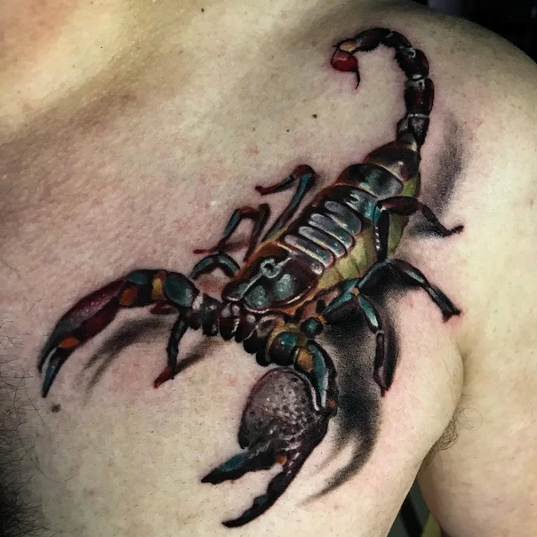 Реализм Scorpion tattoo на Грудь