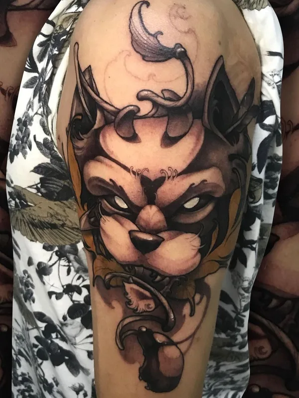 black and grey illustrative Tatuaggio su upper arm #49485 | Tatuatore Сергей Донской