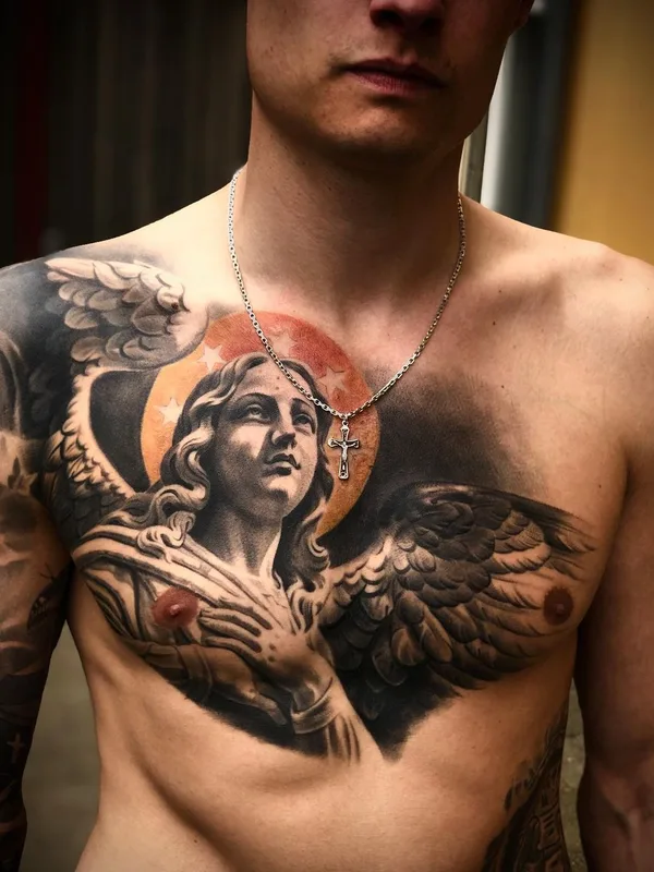 male black and grey realism 타투 부위 chest #61005 | 타투이스트 Ralf Monnerup