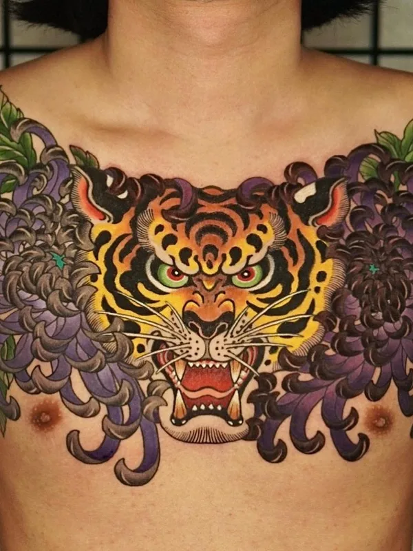 color japanese tattoo auf chest #61072 | Tätowierer baki_ots