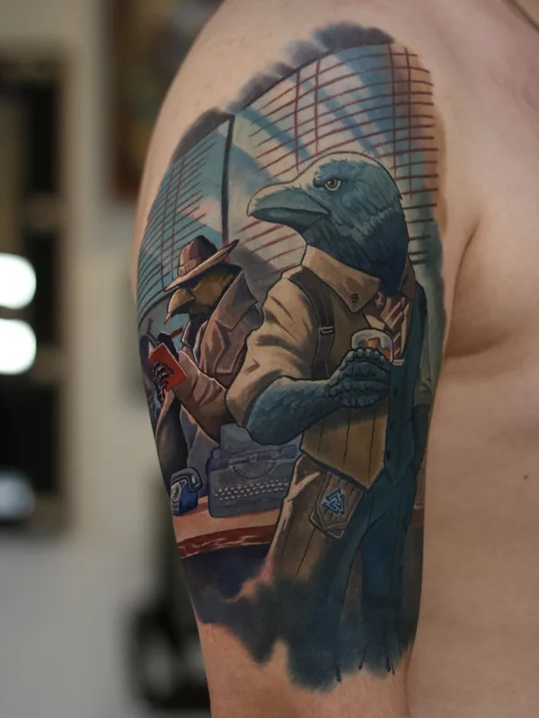 color illustrative Tatuaggio su upper arm #61158 | Tatuatore deuce_dxb
