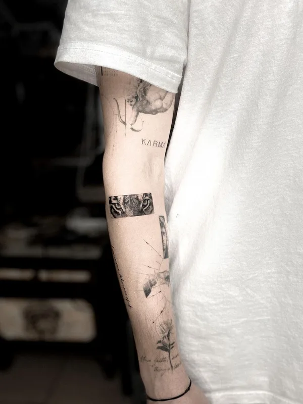black and grey sketch татуировка на forearm #61171 | Тату мастер Evgenia Kataewa