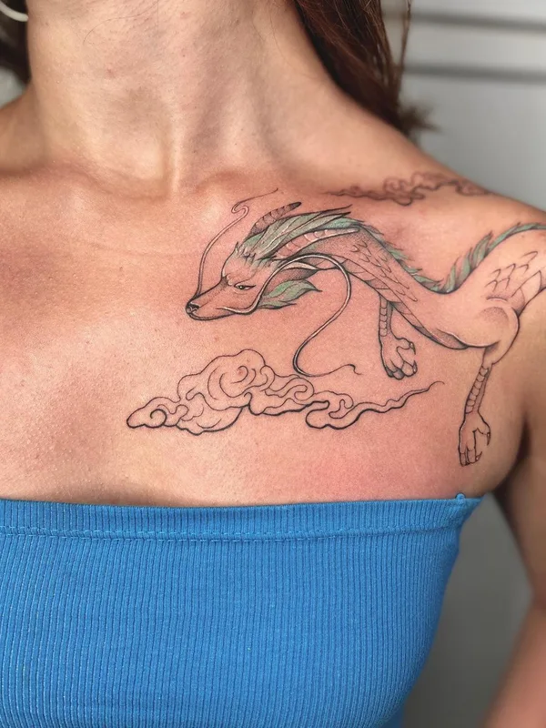 female color anime tattoo auf collarbone #61183 | Tätowierer Yana Yakovyna