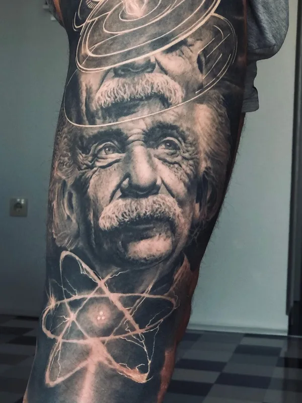black and grey realism tattoo on thigh #61309 | Tattoo Artist Mirko Vlahovic