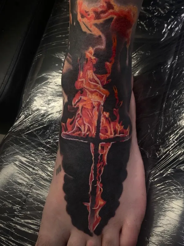 color blackwork татуировка на foot #61382 | Тату мастер Ivan Marić