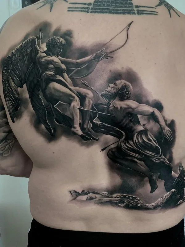black and grey realism татуировка на full back #61381 | Тату мастер Ivan Marić