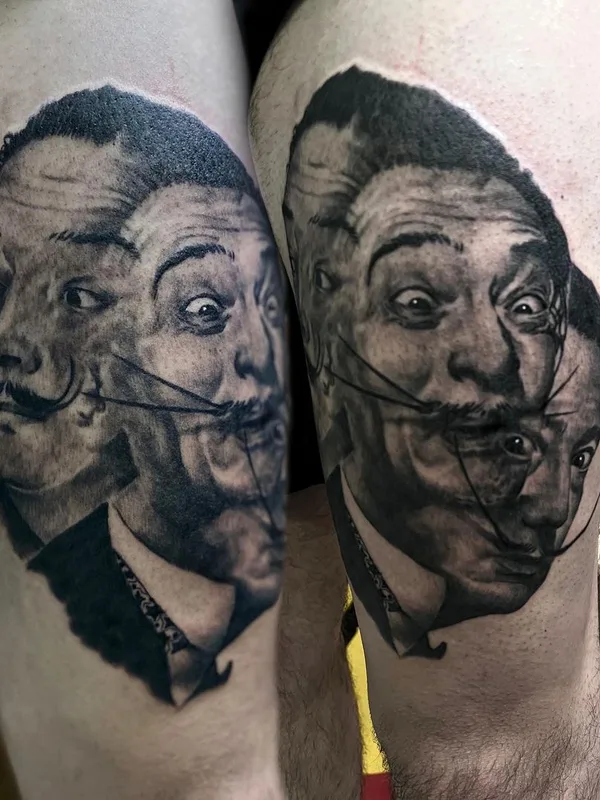 black and grey realism tattoo on thigh #61415 | Tattoo Artist pekatattoo_artist