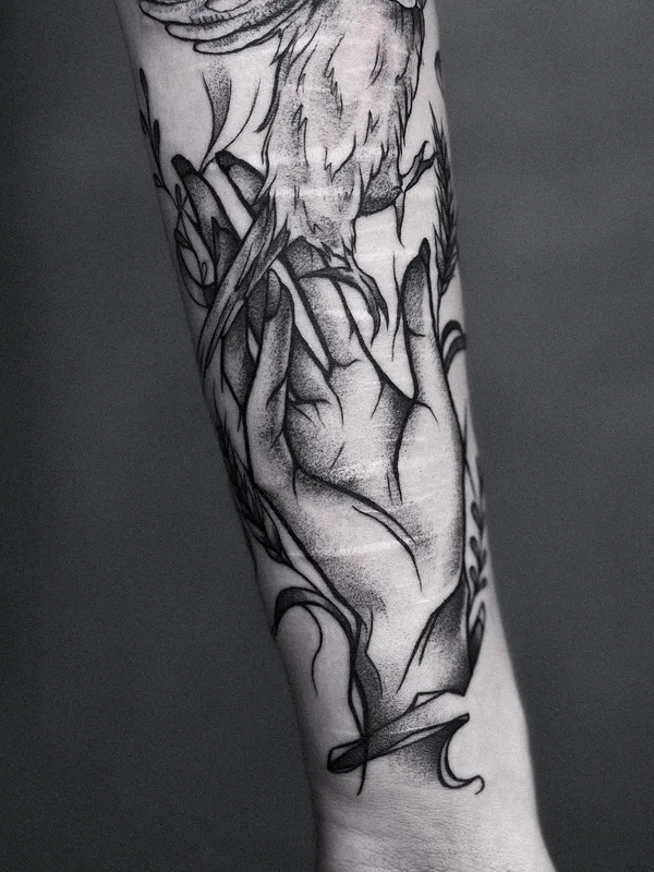 black and grey blackwork 타투 부위 forearm #61486 | 타투이스트 .dmpr