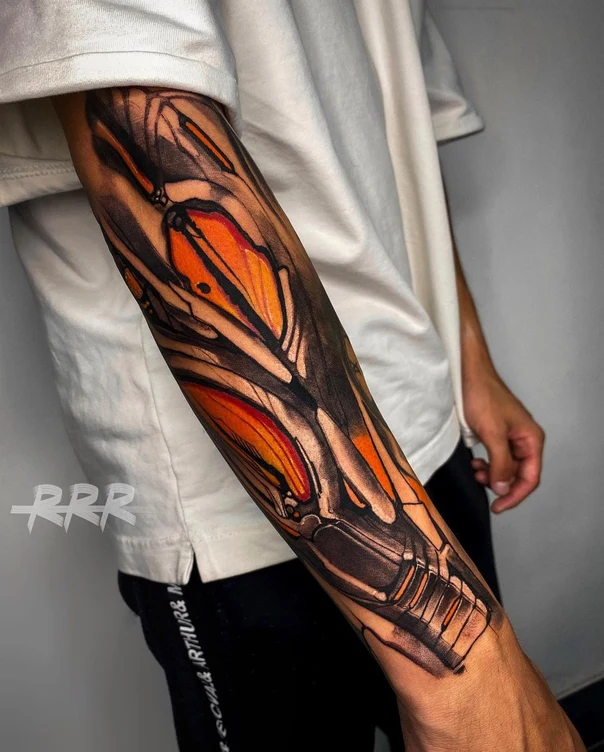 Biomechanical Abstract tattoo on Full Sleeve