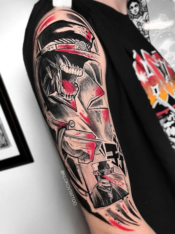 black and grey sketch 纹身 在 full sleeve #61597 | 纹身师 klokovtattoo