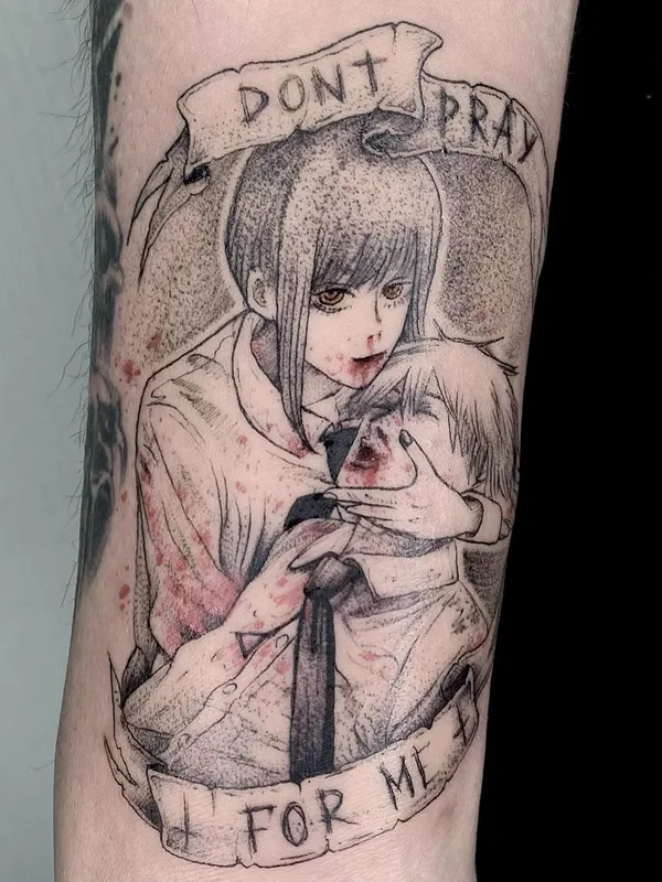 black and grey anime 纹身 在 forearm #61633 | 纹身师 Abra Tattoo