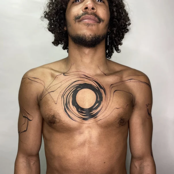 Abstract Swirl, Geometric tattoo on Chest