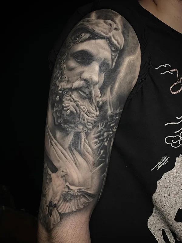 black and grey realism tattoo on full sleeve #62687 | Tattoo Artist Gevorg Grigoryan