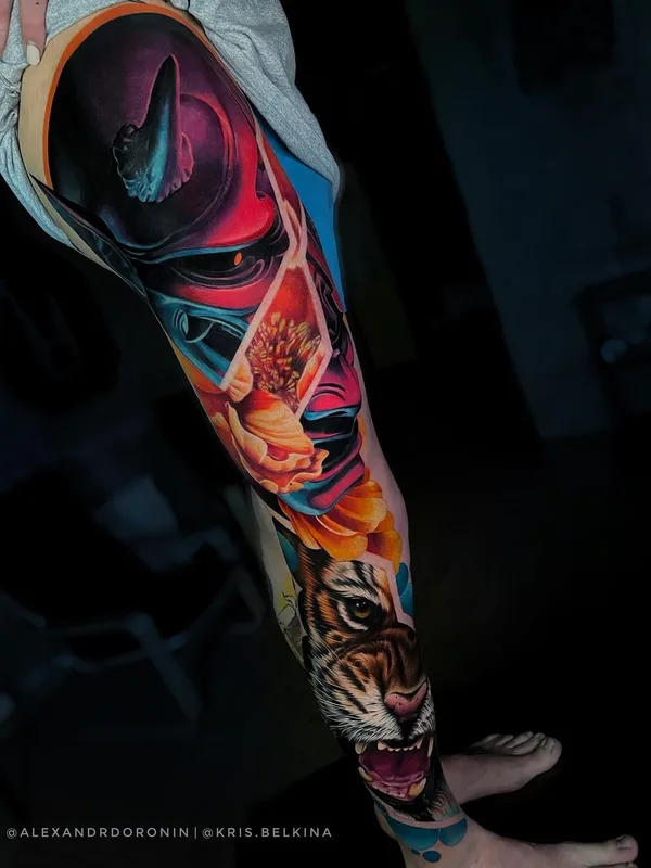 color realism tattoo auf full leg #62741 | Tätowierer Kris Belkina