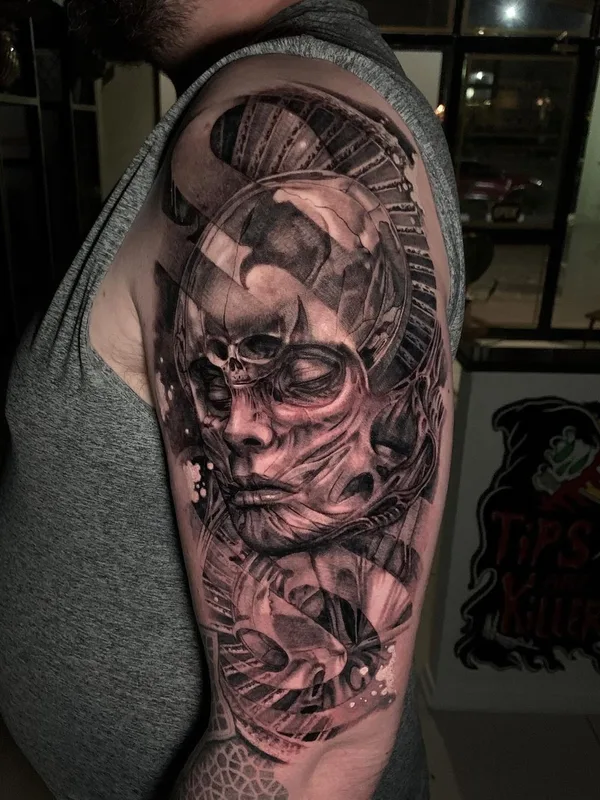 black and grey realism 纹身 在 full sleeve #63116 | 纹身师 Callum Els