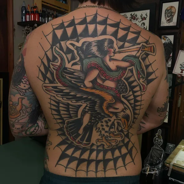 Traditional tattoo by Waldo Del Rocca in Cape Town