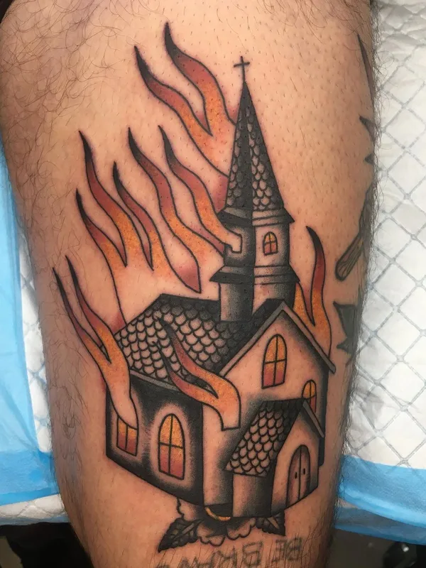 color traditional tattoo on calf #63158 | Tattoo Artist Mercia Maas