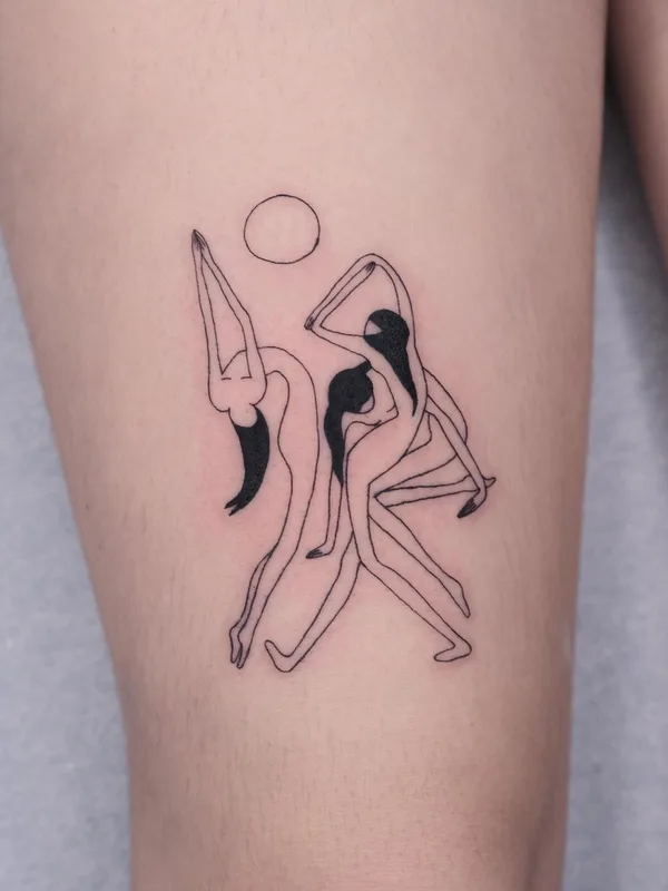 black linework татуировка на thigh #63221 | Тату мастер Katya Krasnova